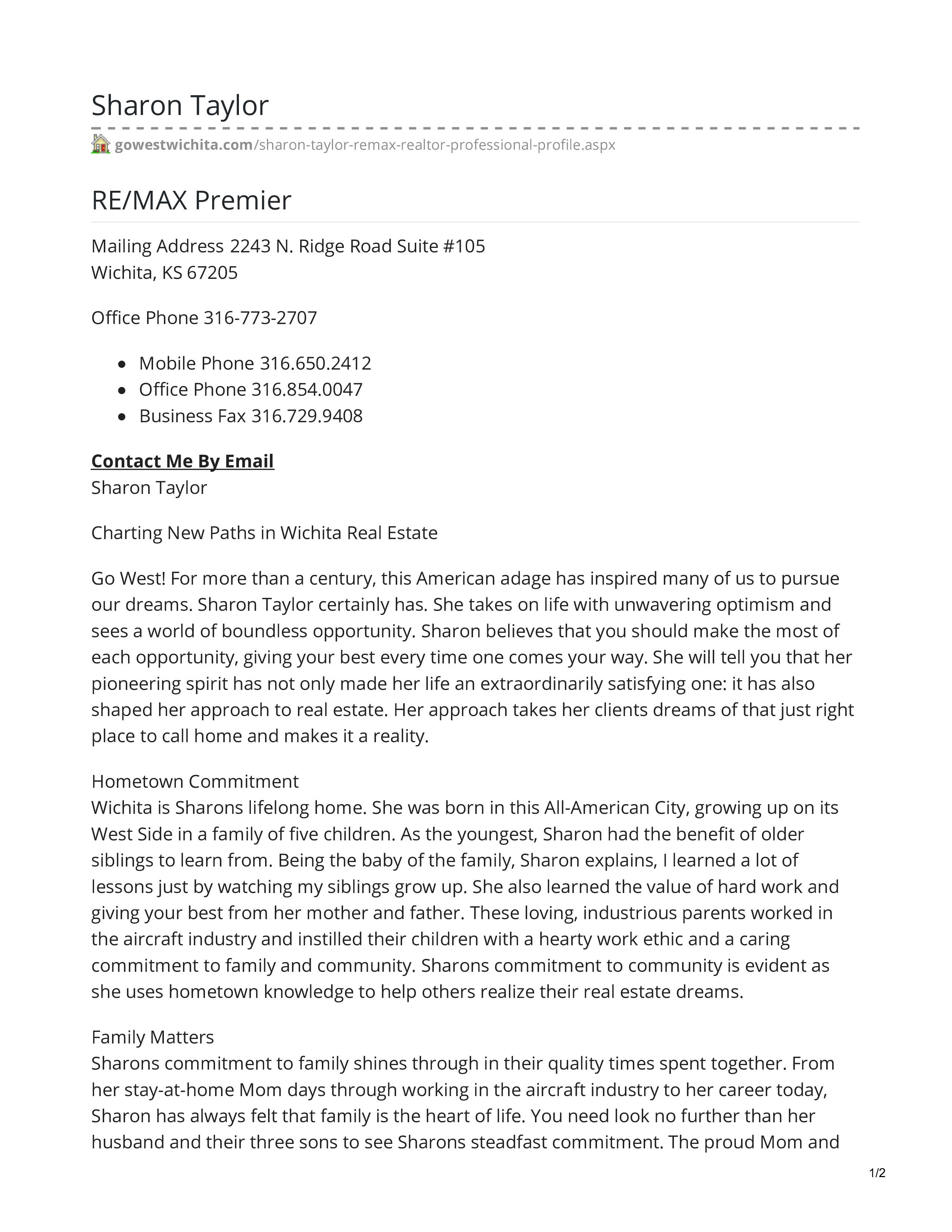Realtor Bio (page 1)
